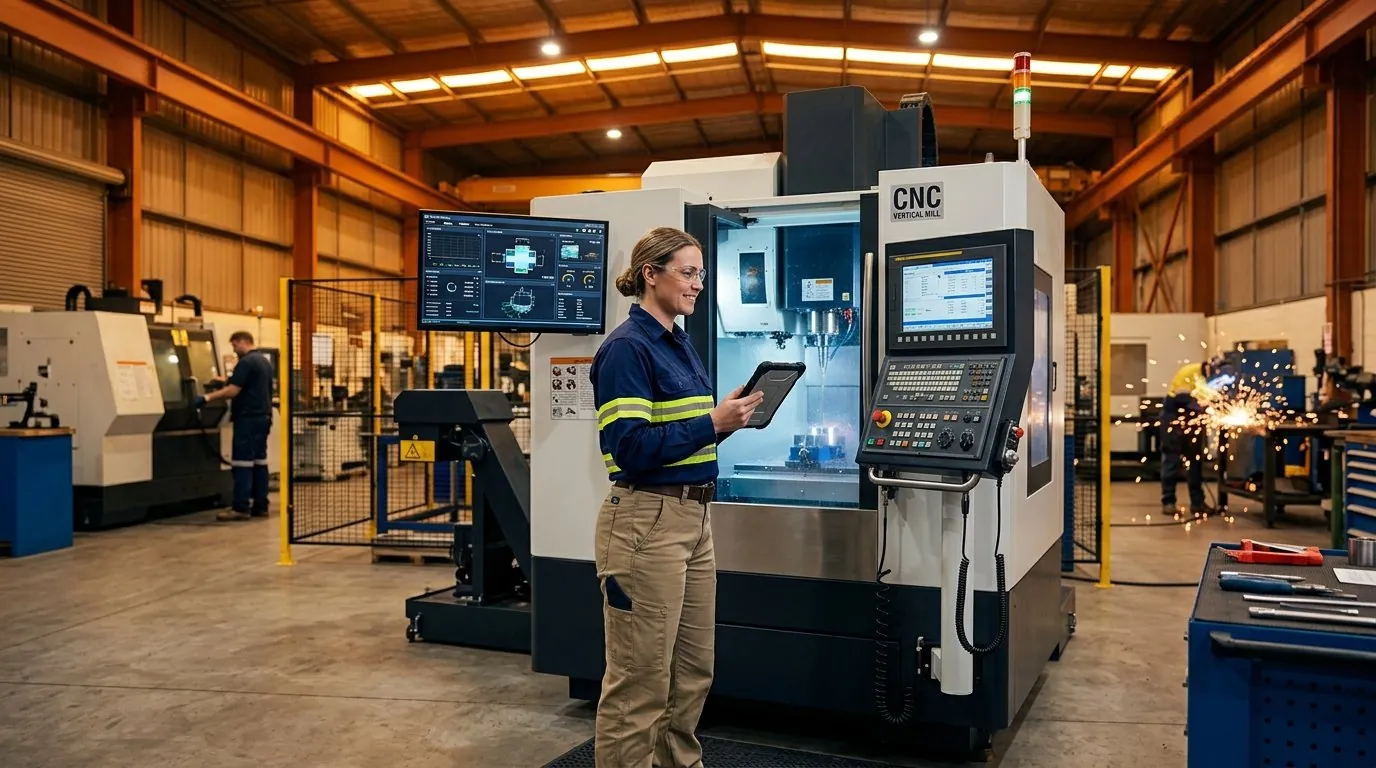 Manufacturing technician in an industrial workplace